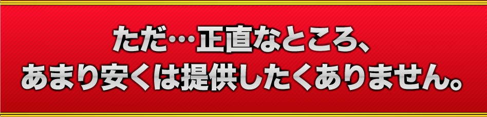 ただ正直なところ、あまり安くは提供したくありません。